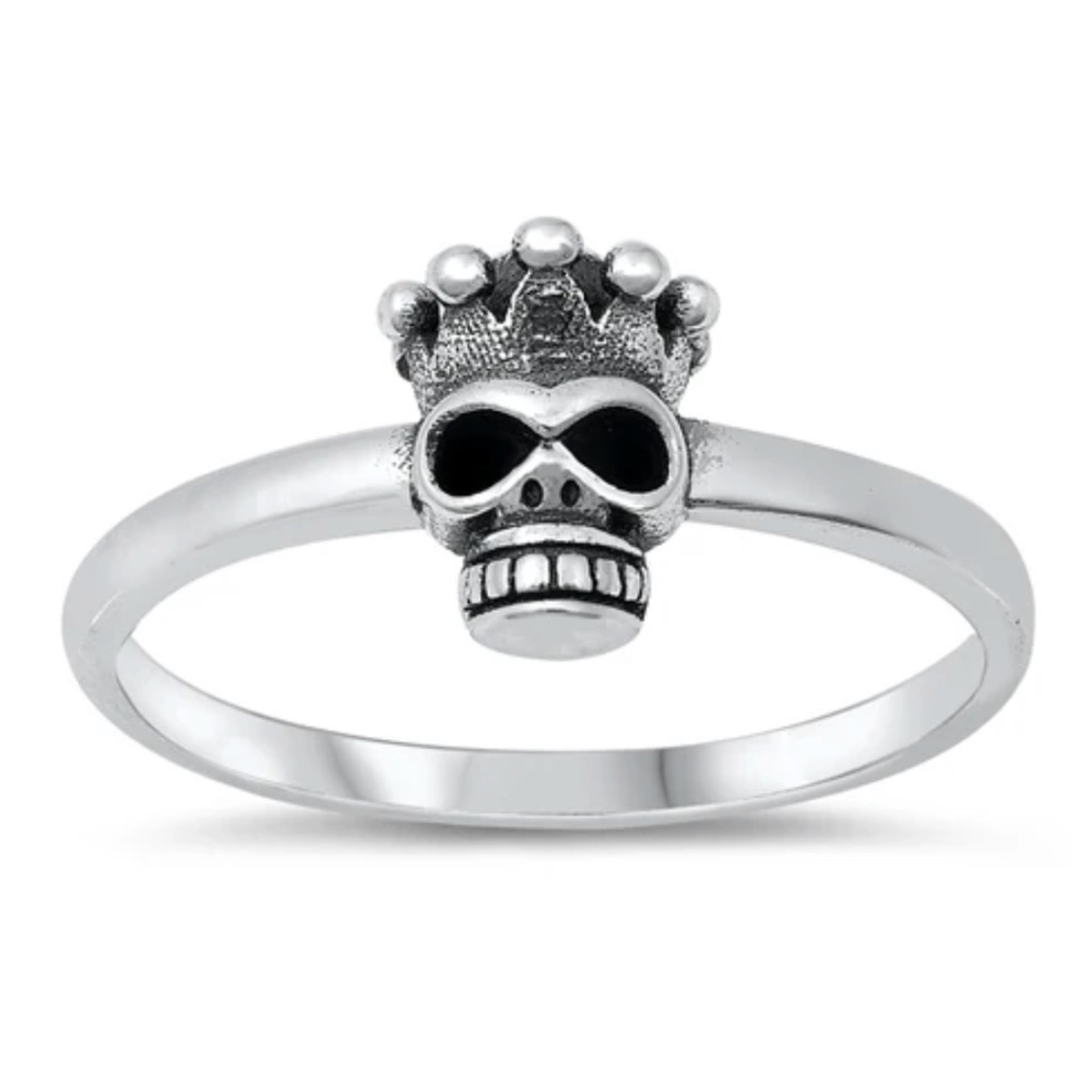 Sterling Silver Ring – Skull with Crown (Size 10)